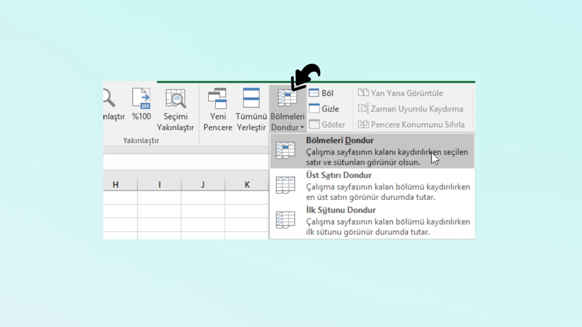 Excel Bolmeleri Dondurma