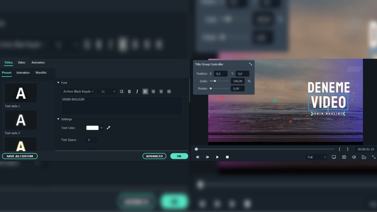 Filmora Videoya Yazi Duzenleme