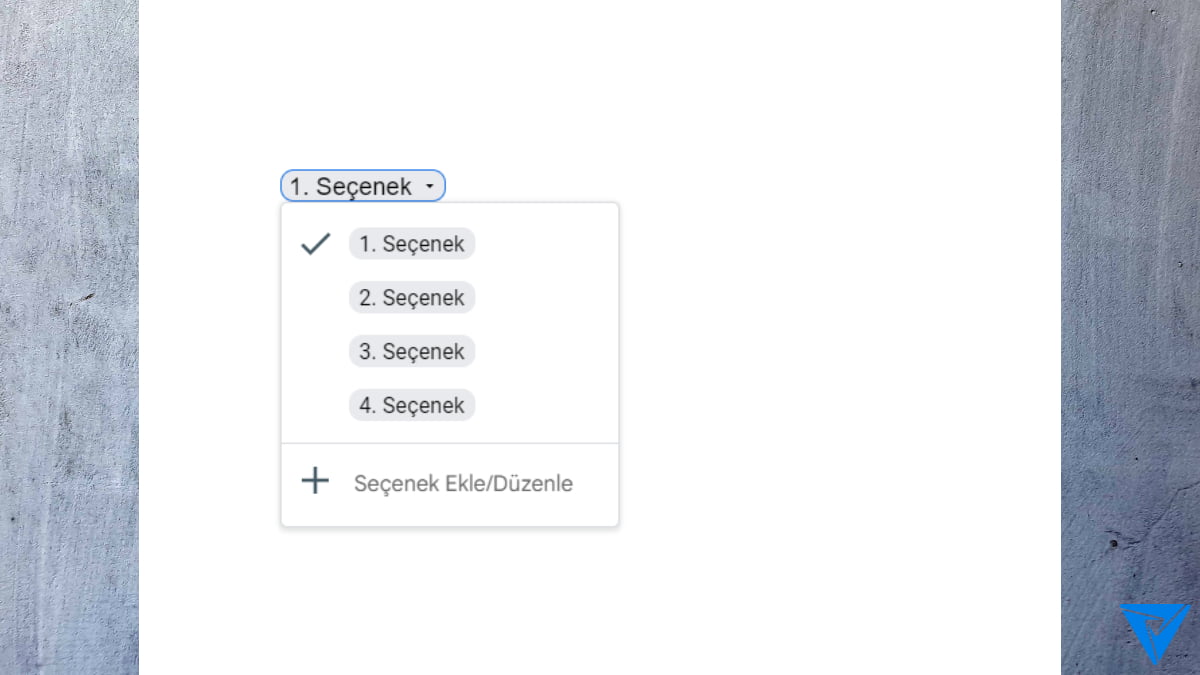 Google Docs Acilir Menu Ekleme Adim 5