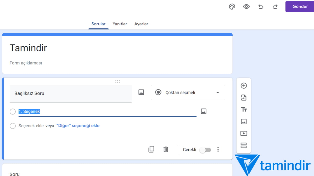 Google Docs Ile Anket Hazirlama Adim 4