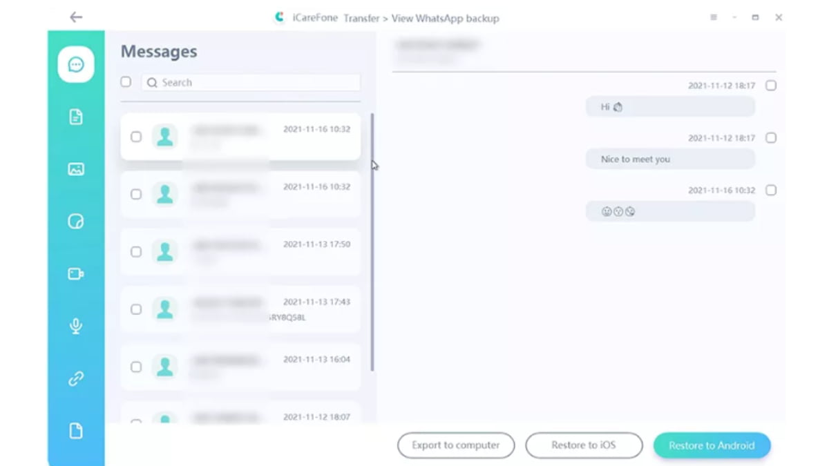 Icarefone Transfer Whatsapp Aktarma Adim 5
