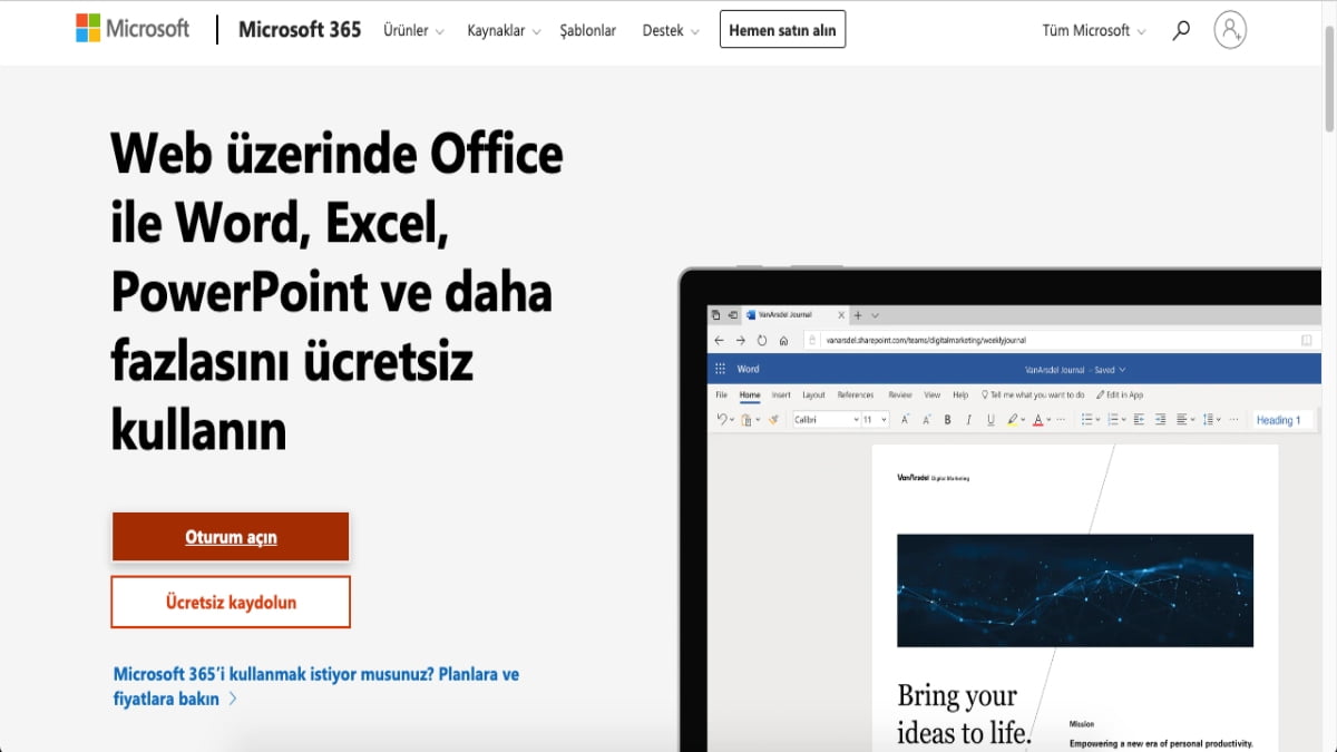 Microsoft 365 Office Programlari Ucretsiz 1