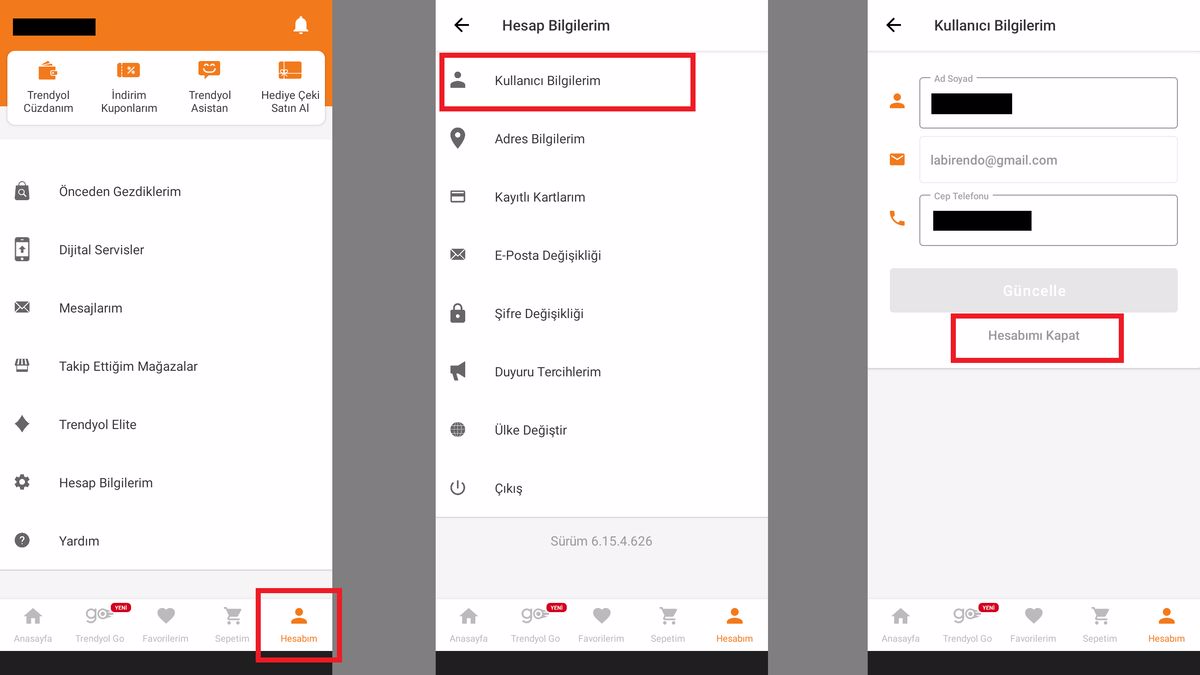 Trendyol Hesap Silme Islemi